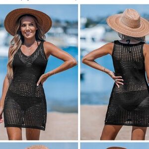Black Cutout Knit Sleeveless Mini Cover-Up (L)